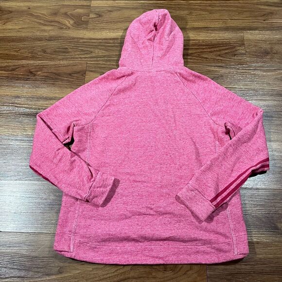Adidas Womens Large Pink Pullover Hoodie Sweatshirt Kangaroo Pocket Hi Low Hem - Picture 4 of 8